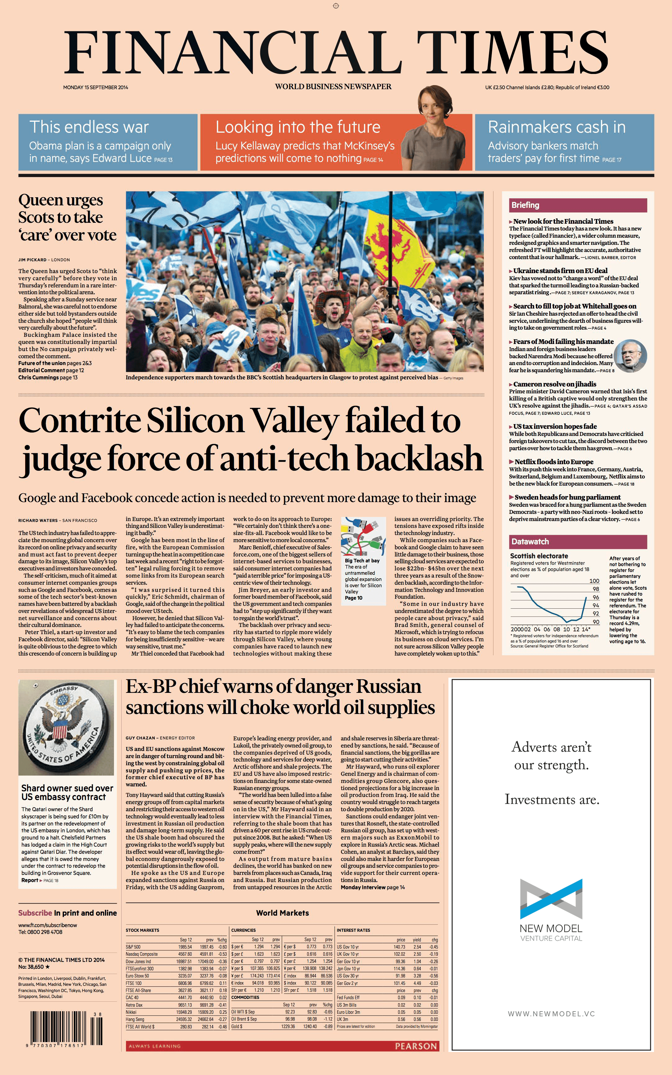 Financial Times with Advertisement Highlighted